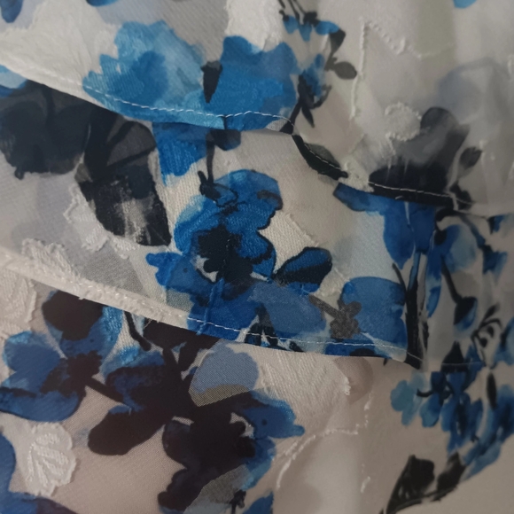 Alex Evenings Blue Flutter Sleeve Blouse - Picture 6 of 7